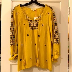 Solitaire Mustard Roll-Sleeve Shirt